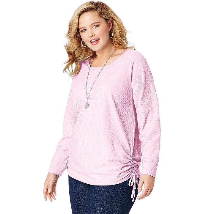 Plus Size Just My Size Side Tie Tunic Shirt, Women's, Size: 1xl, Light Pink