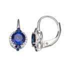 Sterling Silver Lab-created Sapphire Leverback Earrings, Women's, Blue