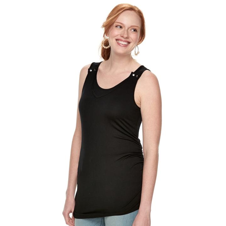 Maternity A:glow Snap Shoulder Nursing Tank, Women's, Size: M-mat, Black