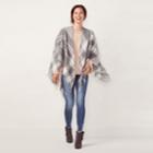 Lc Lauren Conrad Plaid Boucle Kite Ruana, Women's, Silver