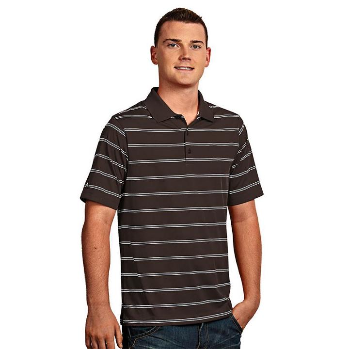 Men's Antigua Striped Performance Golf Polo, Size: Large, Brown
