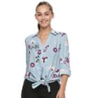 Juniors' Candie's&reg; Tie Front Tunic, Teens, Size: Small, Blue