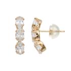 Renaissance Collection 10k Gold Cubic Zirconia Oval Drop Earrings, Women's, White