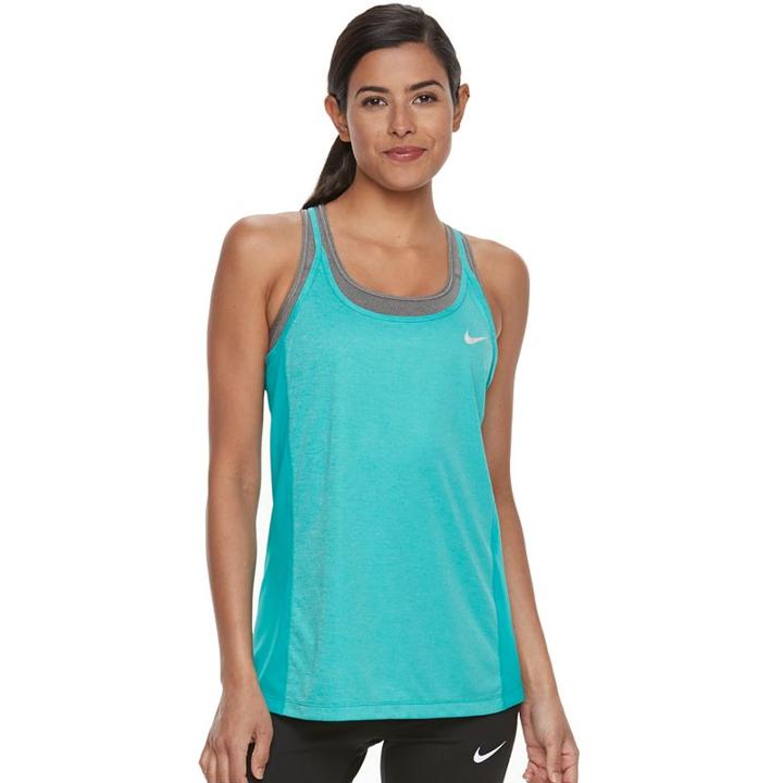 Women's Nike Dri-fit Mesh Racerback Tank Top, Size: Xl, Med Green
