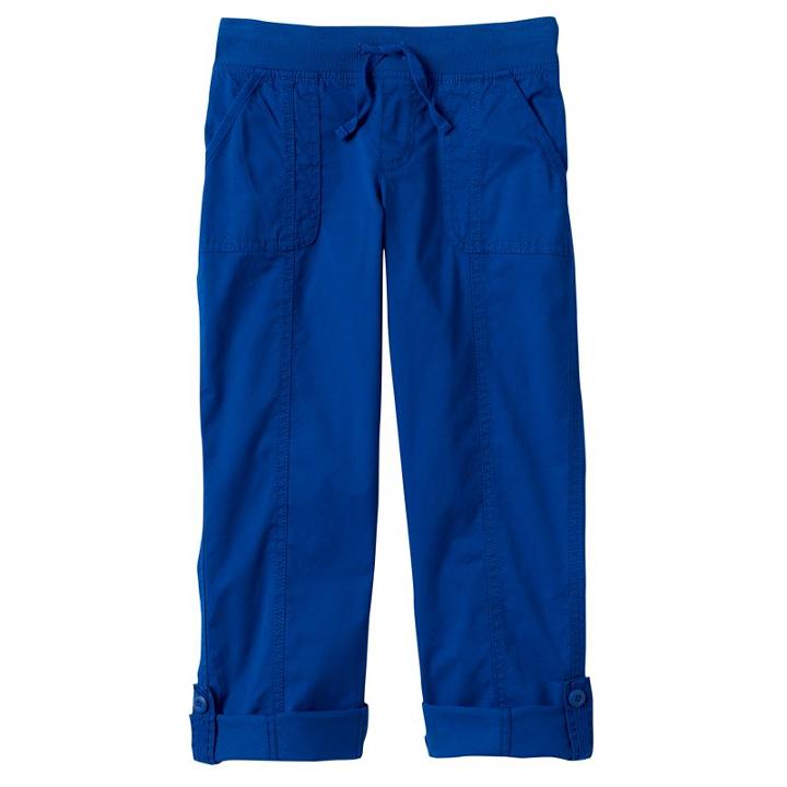 Girls 7-16 & Plus Size So&reg; Ribbed Waist Utility Pant Roll-tab Capris, Girl's, Size: 12, Dark Blue