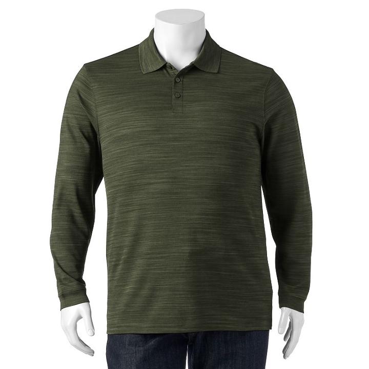 Big & Tall Haggar Classic-fit Space-dyed Textured Performance Polo, Men's, Size: L Tall, Med Green