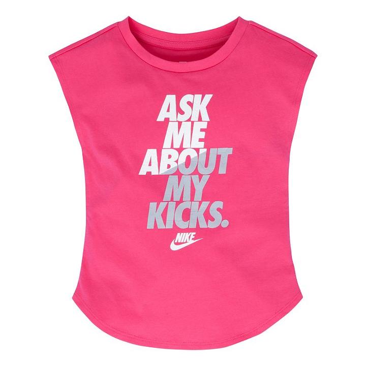 Girls 4-6x Nike Ask Me About My Kicks Graphic Tee, Girl's, Size: 6x, Dark Pink