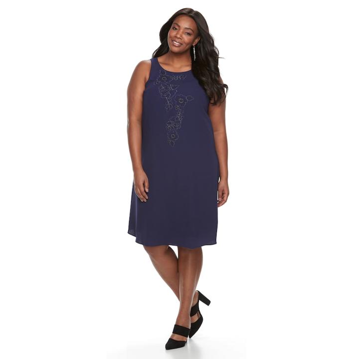 Plus Size Apt. 9&reg; Printed A-line Dress, Women's, Size: 0x, Dark Blue