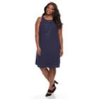 Plus Size Apt. 9&reg; Printed A-line Dress, Women's, Size: 0x, Dark Blue