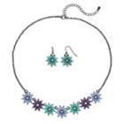 Flower Necklace & Drop Earring Set, Women's, Purple
