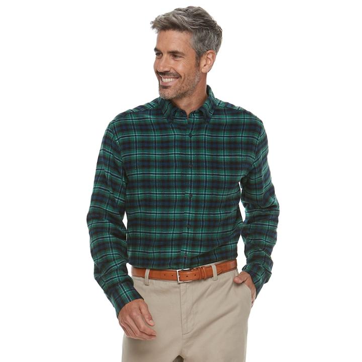 Men's Croft & Barrow&reg; Classic-fit Patterned Flannel Button-down Shirt, Size: Medium, Dark Green