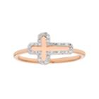 10k Gold 1/8 Carat T.w. Diamond Sideways Cross Ring, Women's, Size: 7, White