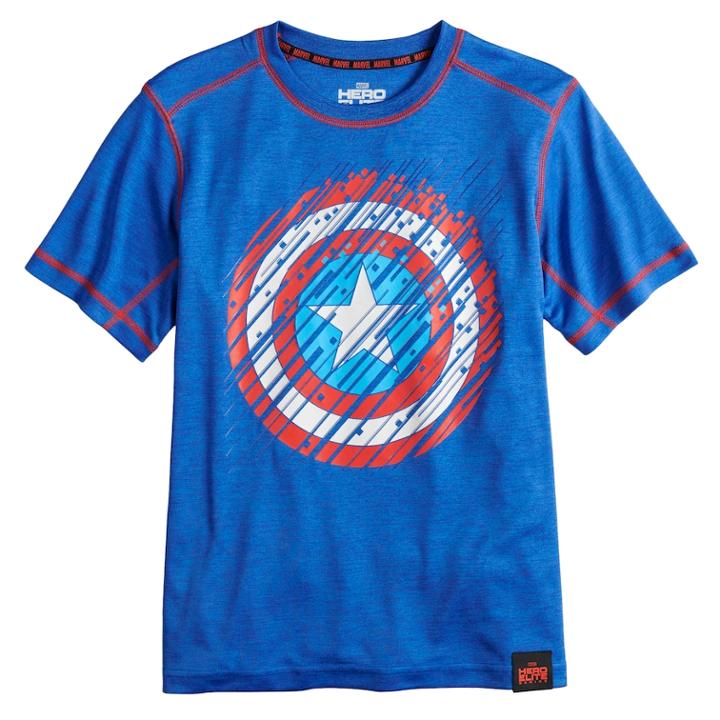 Boys 8-20 Marvel Hero Elite Series Captain America Shield Tee, Size: Medium, Brt Blue