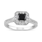 Lovemark 10k White Gold 1/2 Carat T.w. Black & White Diamond Halo Engagement Ring, Women's, Size: 7