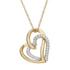 1/10 Carat T.w. Diamond 10k Gold Double Heart Pendant Necklace, Women's, Size: 18, White