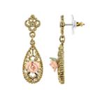 Downton Abbey Flower Filigree Teardrop Earrings, Women's, Pink