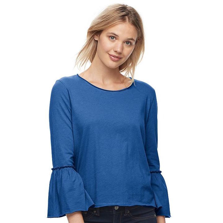 Juniors' So&reg; Bell Sleeve Top, Teens, Size: Xl, Blue