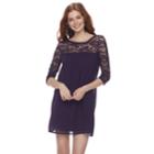 Juniors' Lily Rose Lace Yoke Swing Dress, Teens, Size: Large, Med Purple