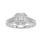 Hallmark Sterling Silver 1/4 Carat T.w. Diamond Square Halo Marquise Ring, Women's, Size: 8, White