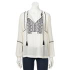 Women's Sonoma Goods For Life&trade; Embroidered Peasant Top, Size: Xs, Natural