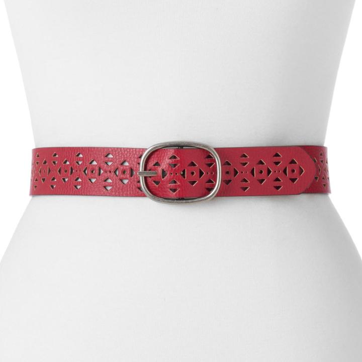 Women's Apt. 9&reg; Geometric Perforated Reversible Belt, Size: 1xl, Red