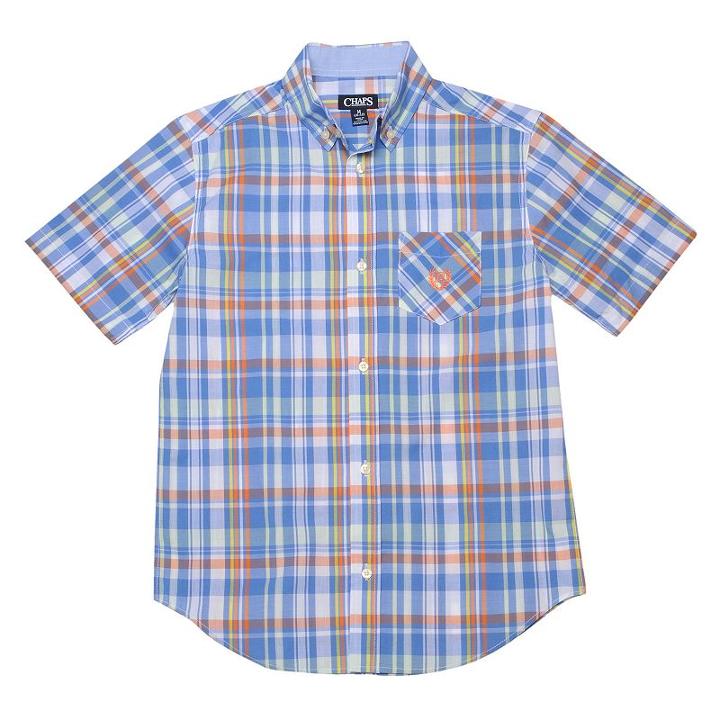 Boys 4-20 Chaps Plaid Button-down Shirt, Boy's, Size: 14-16, Blue Other