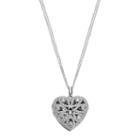 Sterling Silver Cubic Zirconia Filigree Heart Locket, Women's, Size: 18, White