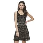 Juniors' Candie's&reg; Illusion Lace Skater Dress, Girl's, Size: Medium, Black