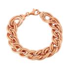 14k Rose Gold Over Silver Textured Double Chain Link Bracelet, Women's, Size: 8, Pink