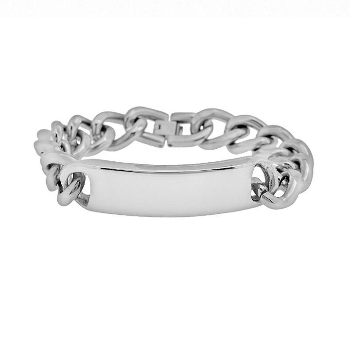 Stainless Steel Id Bracelet, Adult Unisex, Grey