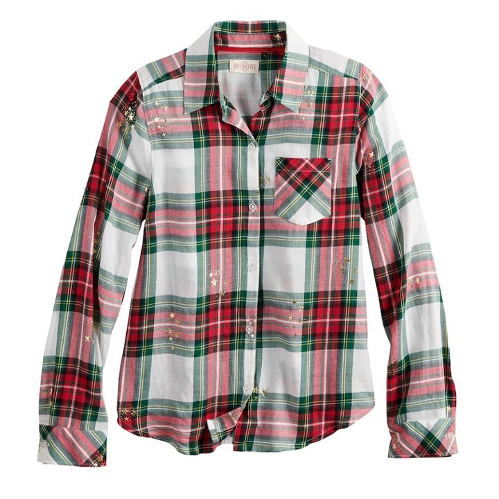 Girls 7-16 & Plus Size So&reg; Plaid Button-down Shirt, Size: 16, White