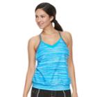 Women's Free Country Bust Enhancer 2-in-1 Tankini Top, Size: Medium, Blue