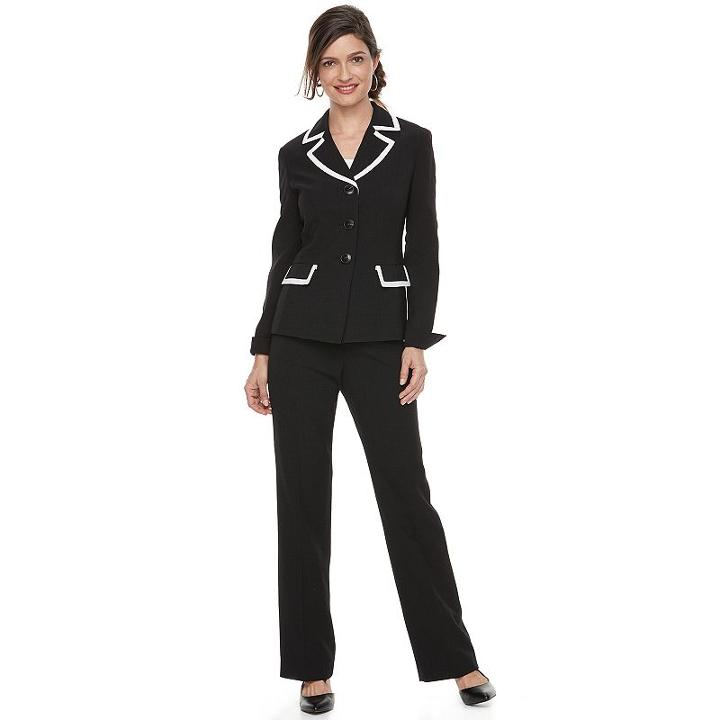Women's Le Suit Jayden 3-button Pant Suit, Size: 14, Black