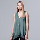 Women's Simply Vera Vera Wang Handkerchief Tank, Size: Medium, Dark Green