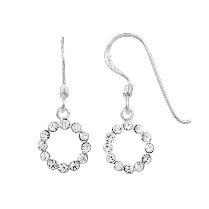 Crystal Sterling Silver Circle Drop Earrings, Women's, Grey