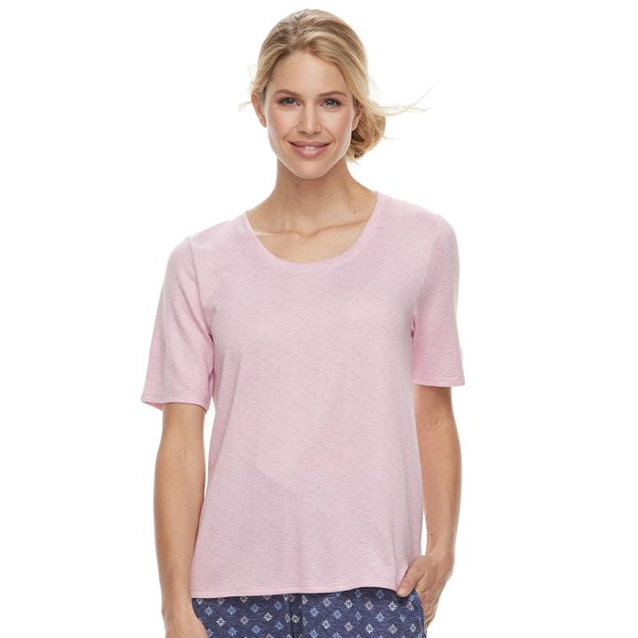 Women's Croft & Barrow&reg; Crewneck Tee, Size: Xl, Brt Pink