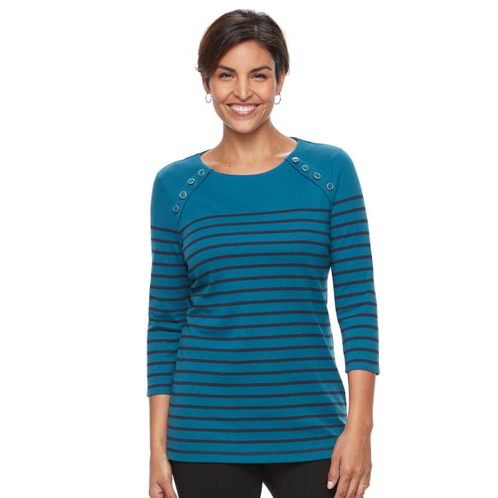 Women's Croft & Barrow&reg; Button Shoulder Tunic, Size: Small, Dark Blue