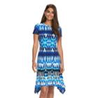 Women's Suite 7 Ikat Handkerchief Hem Dress, Size: 8, Blue