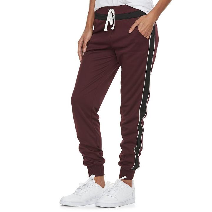 Juniors' So&reg; Solid Track Pants, Girl's, Size: Large, Dark Red