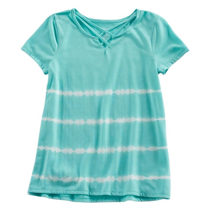 Girls 7-16 & Plus Size Mudd&reg; Cage Front Tee, Size: 16, Turquoise/blue (turq/aqua)