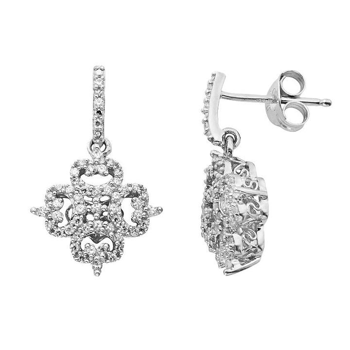 Simply Vera Vera Wang Sterling Silver 1/3-ct. T.w. Diamond Drop Earrings, Women's, White