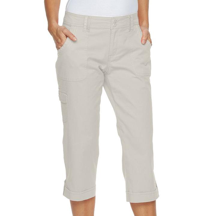 Women's Gloria Vanderbilt Mae Cargo Capris, Size: 12, Lt Beige