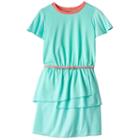 Girls 7-16 Three Pink Hearts Solid Tiered Ringer Dress With Belt, Girl's, Size: 8, Lt Green