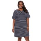 Plus Size Women's Croft & Barrow&reg; Embroidered Dress, Size: 2xl, Blue