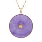 Lavender Jade 14k Gold Disc Pendant Necklace, Women's, Size: 17, Purple