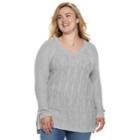 Plus Size Sonoma Goods For Life&trade; Trellis Cable-knit Sweater, Women's, Size: 2xl, Light Grey