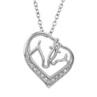 Sterling Silver 1/10-ct. T.w. Diamond Horse Heart Pendant, Women's, Size: 18, White