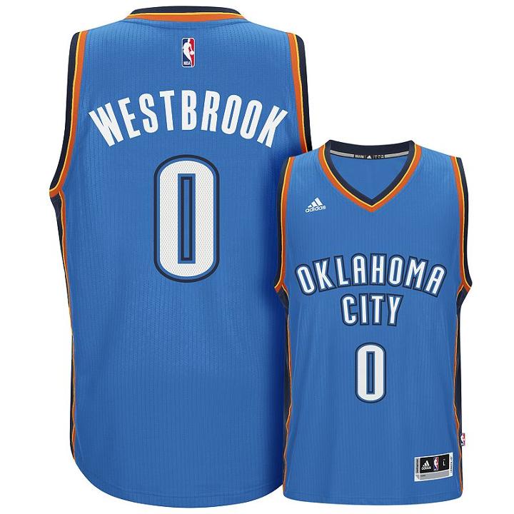 Men's Adidas Oklahoma City Thunder Russell Westbrook Swingman Nba Replica Jersey, Size: Large, Light Blue