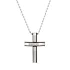 1913 Men's Two Tone Stainless Steel Crystal Cross Pendant Necklace, Size: 24, Grey