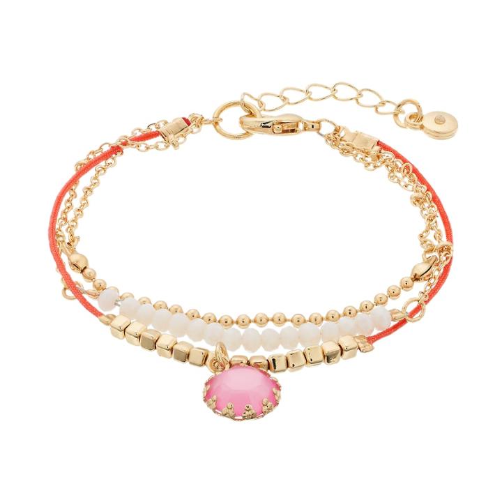 Lc Lauren Conrad Beaded Pendant Bracelet, Women's, Pink